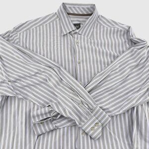 IKE Behar Mens Shirt Striped Button Up Long Sleeve XL Cotton
